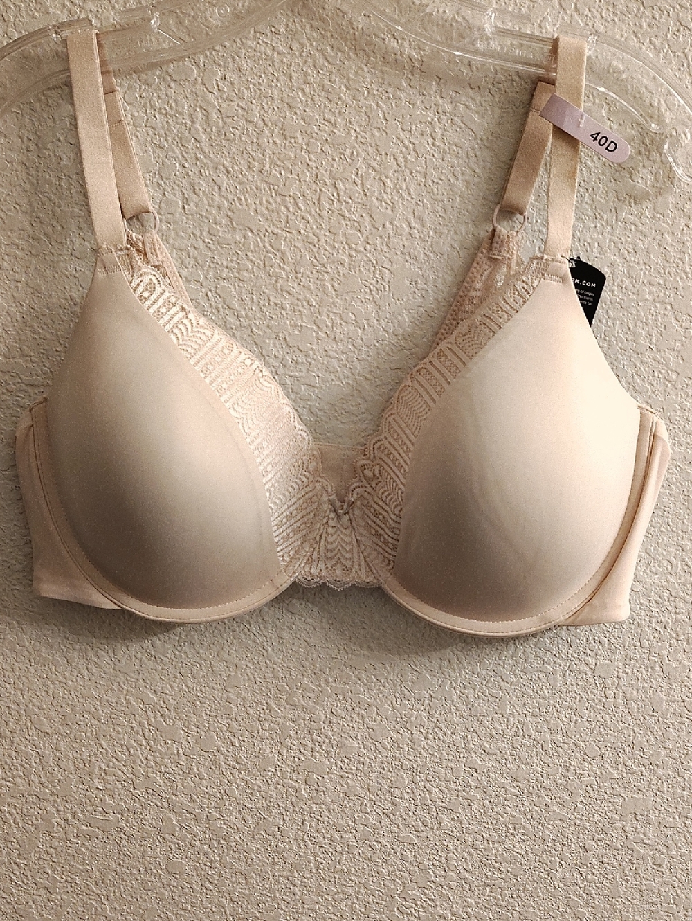 NEW Maidenform Szv40D Beige Lace-Accent T-Shirt Comfortable Underwire Bra B19 X